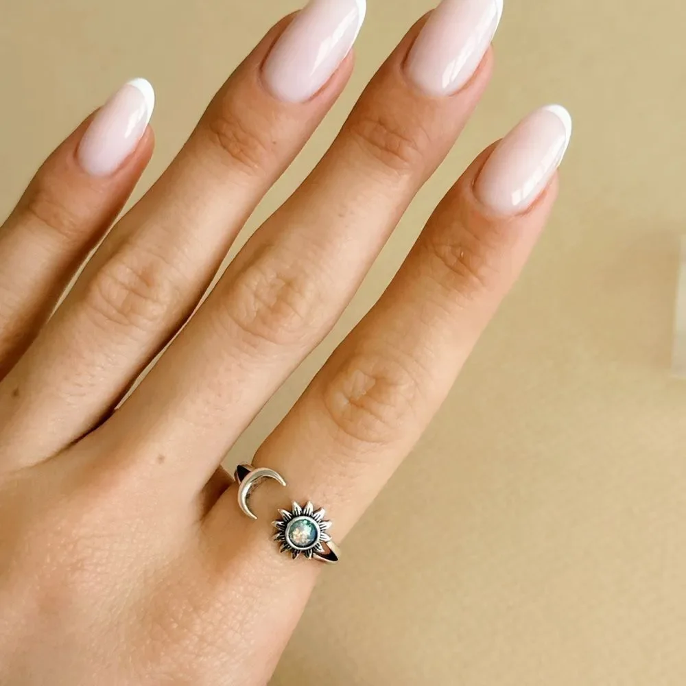 Boho moon ring #2344